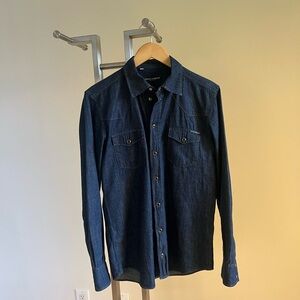 Dolce & Gabbana Dark Blue Casual Button Down Shirt